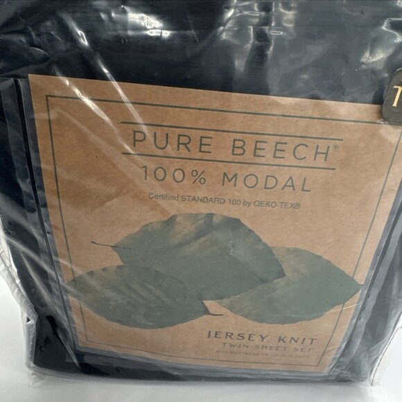 Pure Beech Jersey Knit Sheet Set TWIN Size 100% Modal Black 3 Piece RARE NEW - Picture 8 of 11